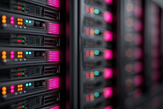 Server rack with glowing components