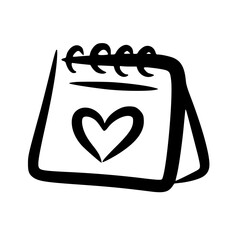 Love calendar doodle romantic date icon