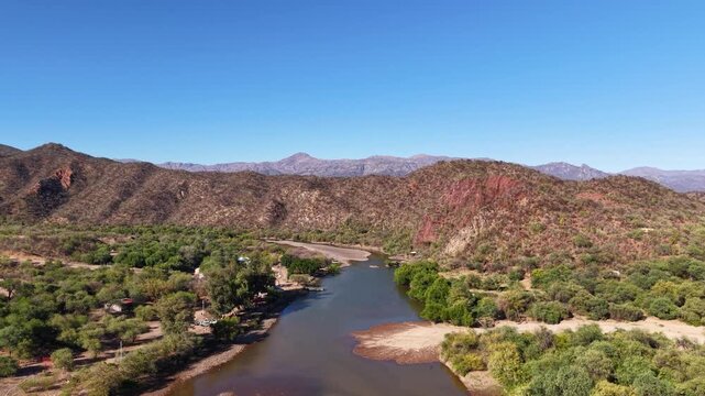 Toma de dron del rio Yaqui en el estado de Sonora M&eacute;xico.