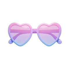 Heart-shaped sunglasses with a gradient of pink, purple, and blue, Isolated on a Transparent Background, PNG, Cutout