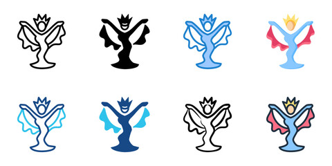 Folk dance competitions icon set multiple style collection 
