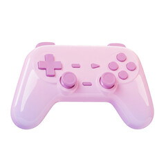 A pink and purple gradient gamepad controller, Isolated on a Transparent Background, PNG, Cutout, viewed from the front.
