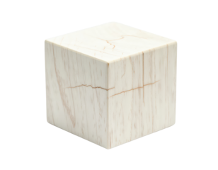 Simple closed light wood cube box isolated on a white background.