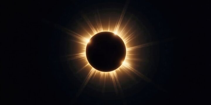A celestial spectacle The sun's corona during a total solar eclipse, a radiant halo of light surrounding the moon's dark silhouette.