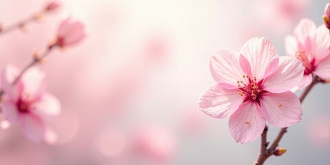 Obraz premium Delicate Pink Blossom in Soft Focus, a Symbol of Spring's Gentle Arrival