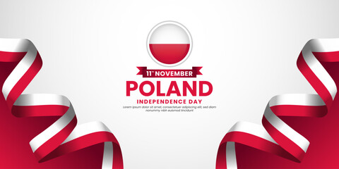 Poland independence day banner background 11 November design element with waving ribbon flag