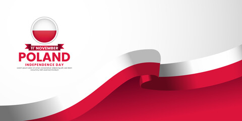 Poland independence day banner background 11 November design element with waving ribbon flag