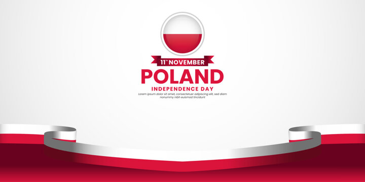 Poland independence day banner background 11 November design element with waving ribbon flag