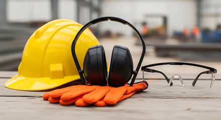 Hard Hat, Hearing Protection, Safety Vest, and Gloves_ Industrial Essentials