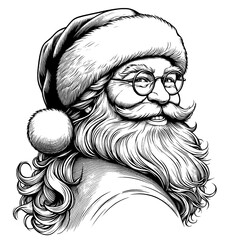Cute Hand drawn Santa Claus portrait, vector sketch isolated on white background, SVG vector	