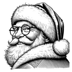 Cute Hand drawn Santa Claus portrait, vector sketch isolated on white background, SVG vector	