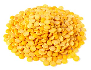 Pile of small, round, yellow split peas