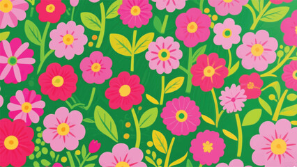 Flowers Blooming in the Garden Illustrator Artwork Banner Background Design Template 