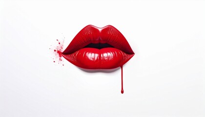 Fototapeta premium A red lipstick glides across glossy lips—metallic casing meets vibrant pigment in a moment of transformation. A metaphor for expression and the choreography of allure through tactile ritual.