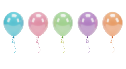 Set of colorful balloons isolated on white or transparent background