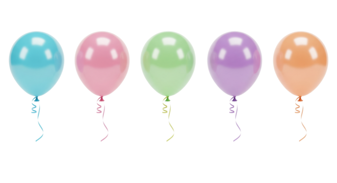 Set of colorful balloons isolated on white or transparent background - Powered by Adobe