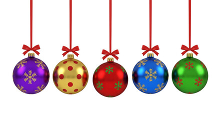 set of christmas balls isolated on white or transparent background
