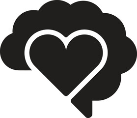 Symbol of heart inside a brain cloud representing emotional intelligence
