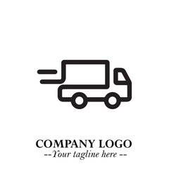 Black and White Transport Logo Illustration in Minimalist Modern Vector Design for Mobility and Travel