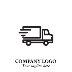 Black and White Transport Logo Illustration in Minimalist Modern Vector Design for Mobility and Travel