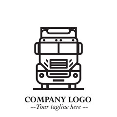 Black and White Transport Logo Illustration in Minimalist Modern Vector Design for Mobility and Travel