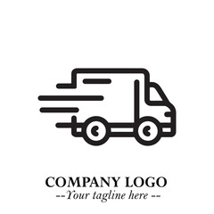 Black and White Transport Logo Illustration in Minimalist Modern Vector Design for Mobility and Travel