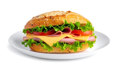 Ham and cheese sandwich on a plate