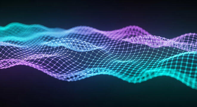 Colorful Wave-shaped Network Pattern Displaying Modern Technology - Powered by Adobe
