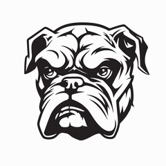 Aggressive Bulldog Face Vector Art with Menacing Eyes and Snarl