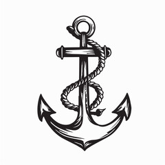 Nautical Anchor and Rope Vector Illustration with Classic Maritime Design