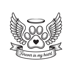 Animal Heaven Tribute Paw with Wings