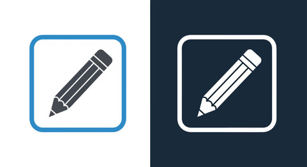 Simple pencil icon for editing writing drawing and note taking general use - Line and glyph solid icon and logo templete