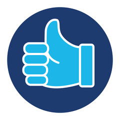 Like Icon In Blue Monochrome Flat Design, Vector Illustration