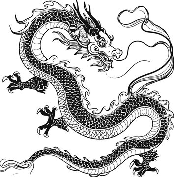 Smooth line art of traditional Chinese dragon 3
