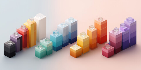 Colorful abstract chart diagram design bar graph icon infographic element.