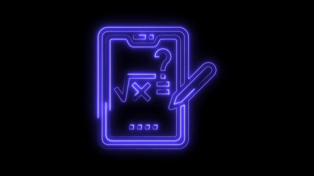 Online education tablet math problems neon glow digital learning technology concept video