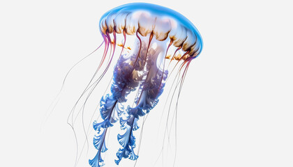 Enchanting jellyfish floating in the water with graceful movements displayed on a clean white background
