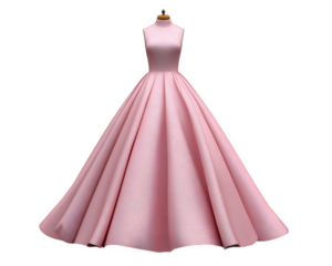 Elegant pink bridesmaid dress, sleeveless formal gown with high neckline, full skirt, soft fabric, perfect for wedding ceremony or prom, feminine and graceful style