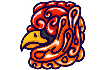 Vector Artwork of a Rooster Head