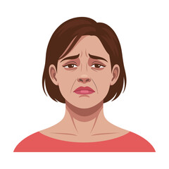 woman grimace. Negative emotions flat style cartoon vector
