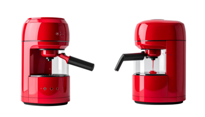 Set of Fresh Juice Red Slow Juicers isolated on transparent background