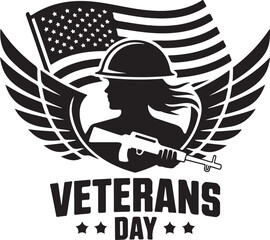 Fototapeta premium Honor veterans day with patriotic wings and flag