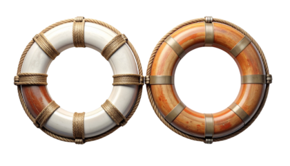  Pair of Safety Life Ring Designs for Rescue isolated on transparent background