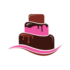 Three tier cake with chocolate and pink frosting