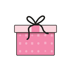 Pink gift box with ribbon for birthday present