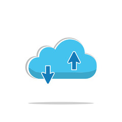 Blue cloud with up and down arrows vector art
