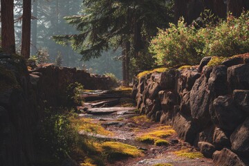 Fototapeta premium A sunlit forest path