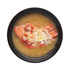 Kinmedai soup, Kinmedai fish with miso soup, isolated on white background with clipping path