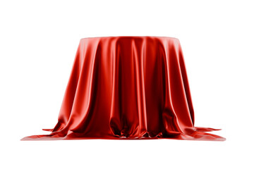draped silk satin cloth on a podium platform, transparent background