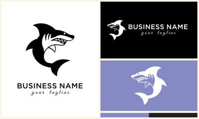 Shark logo designs for business identity.
